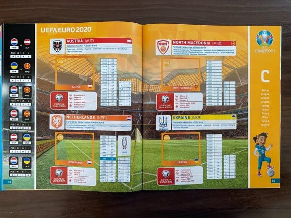 Das neue Panini Heft zur EM 2021 - hier die Seite der EM-Gruppe C